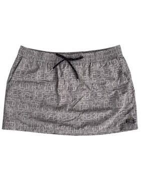 L.L. Bean Gray Geometric-Print Drawstring Mini Skirt